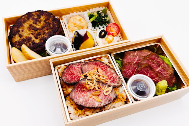 牛ハラミステーキとローストビーフ重にハンバーグでおもてなし