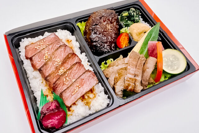 政宗御膳（近江牛100％ハンバーグと牛たん焼きとサーロインステーキ）