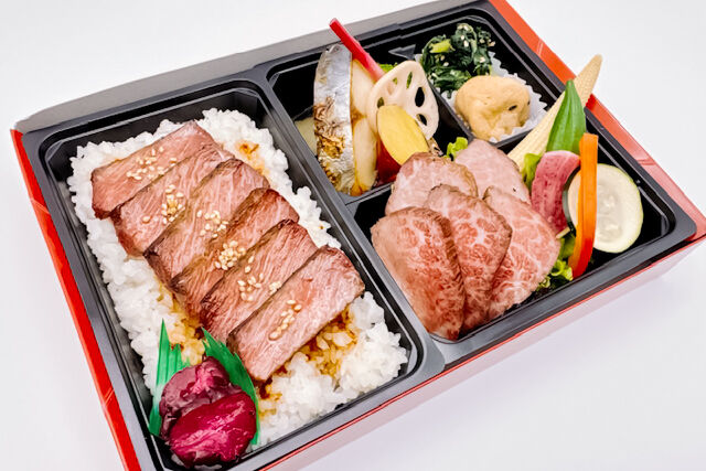 政宗御膳（黒毛和牛A5カルビステーキと鰆塩焼きとサーロインステーキ）