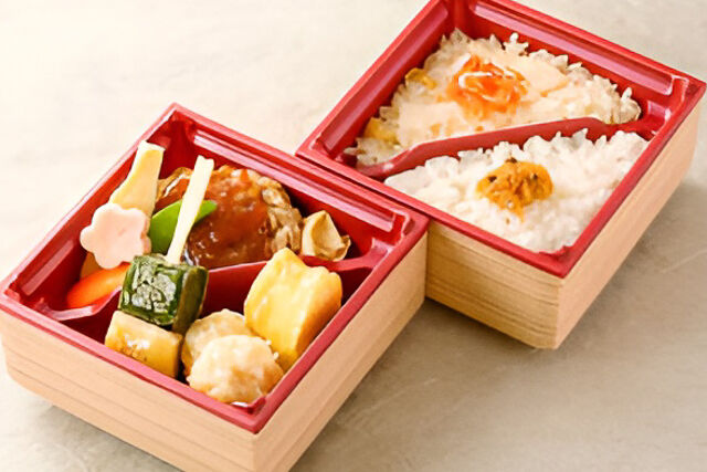 豆腐ハンバーグと定番人気メニューの二種御飯弁当
