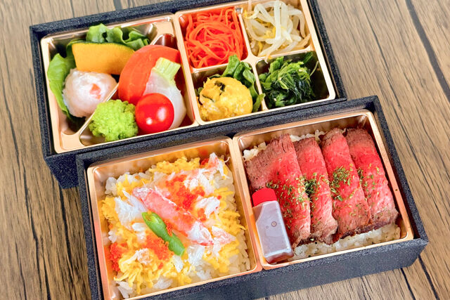 【熨斗対応可】【冬限定】国産牛ローストビーフ＆蟹ちらしの2段御膳